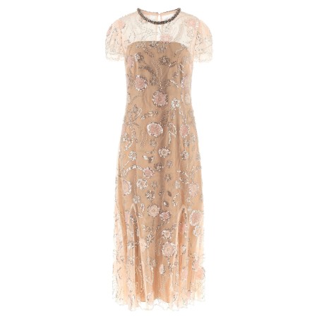 'Pink Flower Sequin Embellished Midi' dress