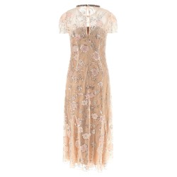 'Pink Flower Sequin Embellished Midi' dress