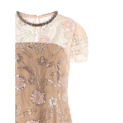 'Pink Flower Sequin Embellished Midi' dress