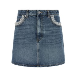Denim and lace skirt