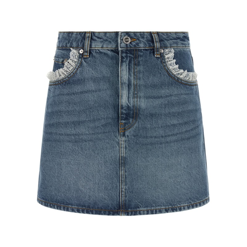 Denim and lace skirt