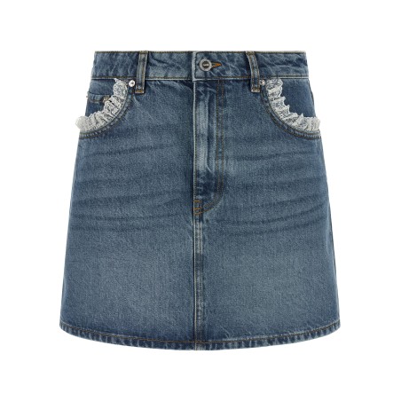 Denim and lace skirt