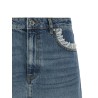 Denim and lace skirt