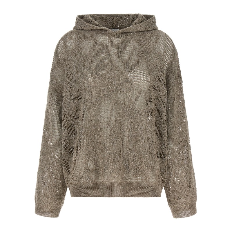 Openwork hooded sweater