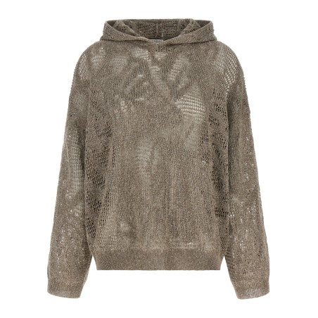 Openwork hooded sweater