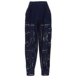 Embroidered cotton pants