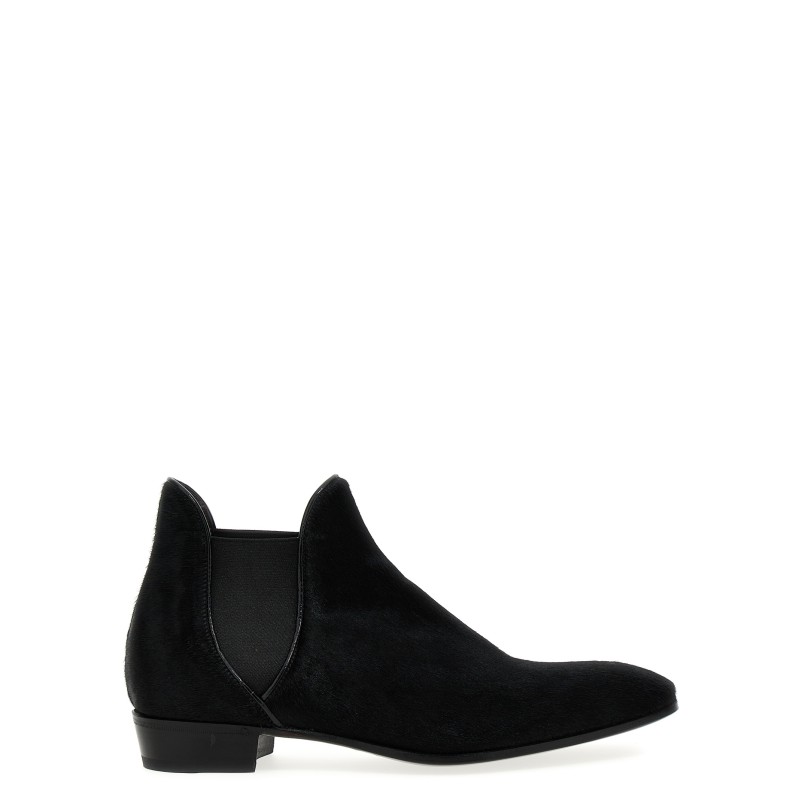 Calf hair ankle boots