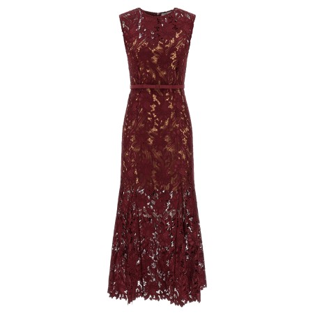 'Burgundy Guipure Lace Midi' dress