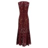 'Burgundy Guipure Lace Midi' dress
