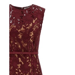 'Burgundy Guipure Lace Midi' dress