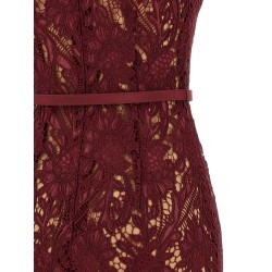 'Burgundy Guipure Lace Midi' dress