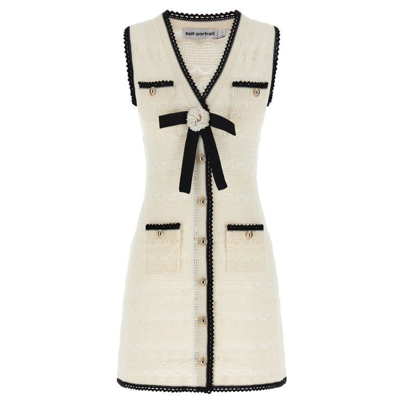 'White Pointelle Knit Mini' dress