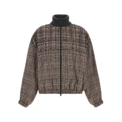 Sequin check bomber jacket