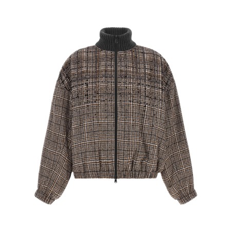 Sequin check bomber jacket