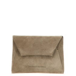 Monile suede clutch bag