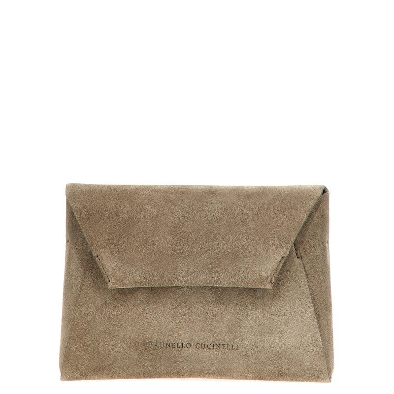 Monile suede clutch bag
