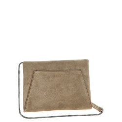 Monile suede clutch bag