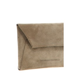 Monile suede clutch bag