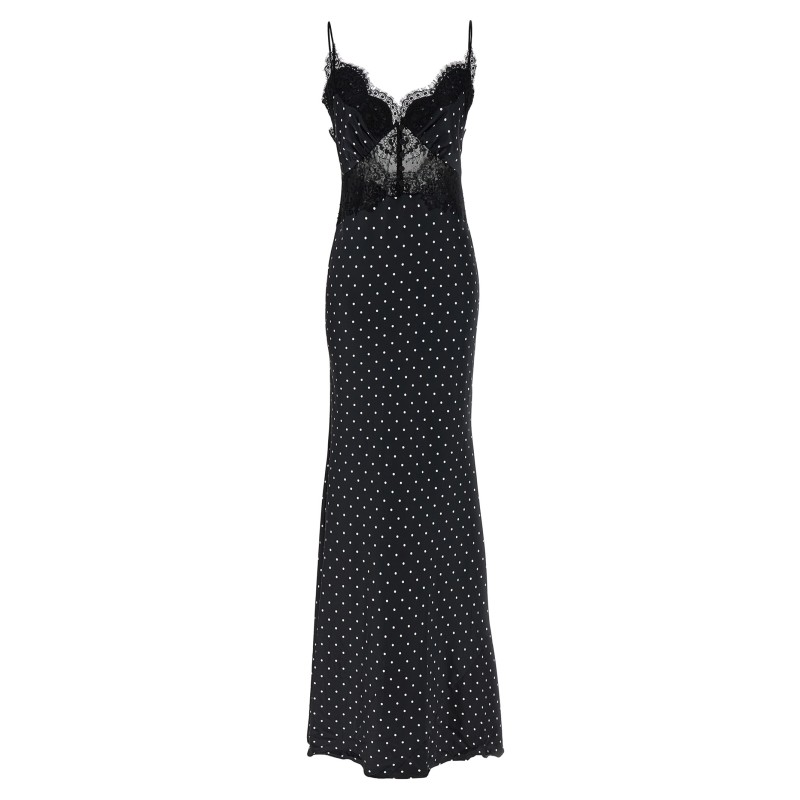 'Polka Dot Satin Lace Maxi' dress
