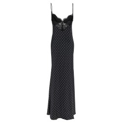 'Polka Dot Satin Lace Maxi' dress