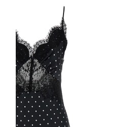 'Polka Dot Satin Lace Maxi' dress