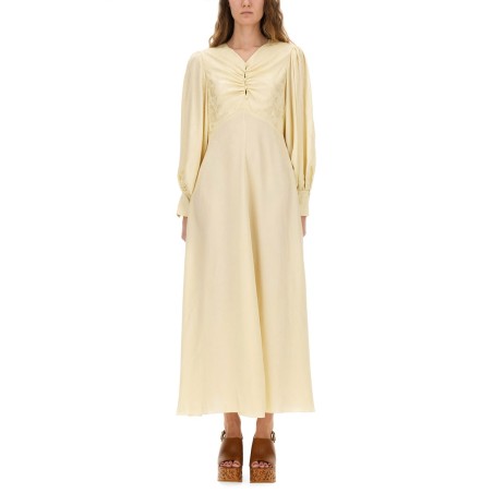 RUCHED SILK DRESS