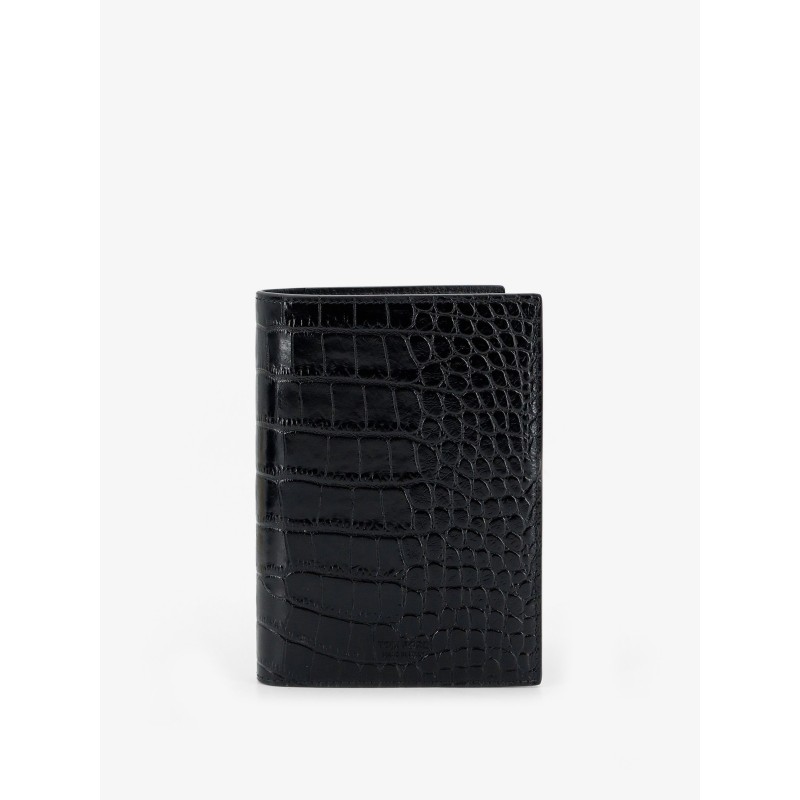 Leather wallet with crocodile print