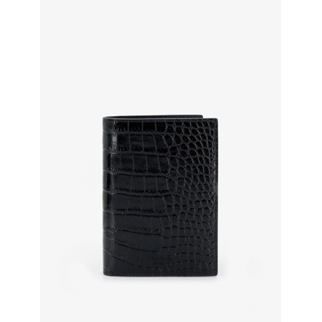 Leather wallet with crocodile print