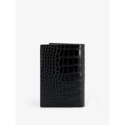 Leather wallet with crocodile print
