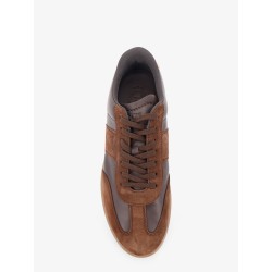 Allacciata Cassetta leather and suede sneakers