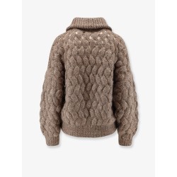 Perforated cardigan with micro-sequins