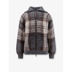 Cardigan with intarsia and micro-sequin embroidery