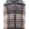 Cardigan with intarsia and micro-sequin embroidery