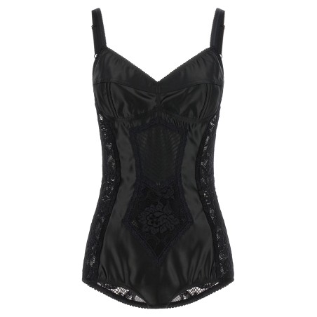 Satin and lace corsetry bodysuit