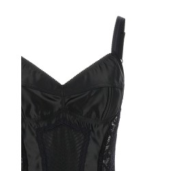 Satin and lace corsetry bodysuit