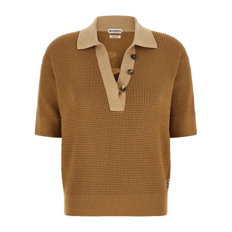 Waffle stitch polo shirt