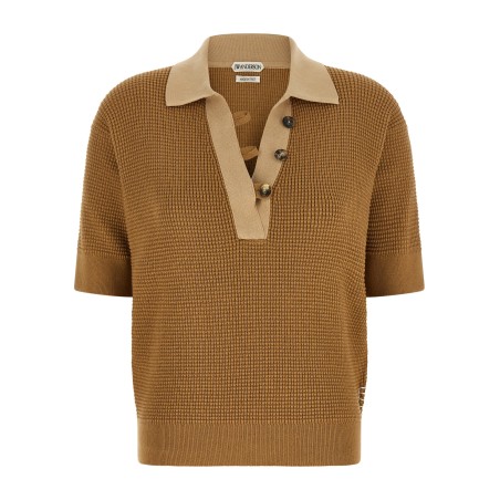 Waffle stitch polo shirt