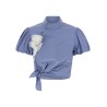 'Blue Cotton Tie Side' top