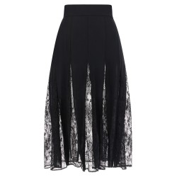 Charmeuse skirt with lace