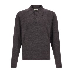 Mouliné wool polo shirt