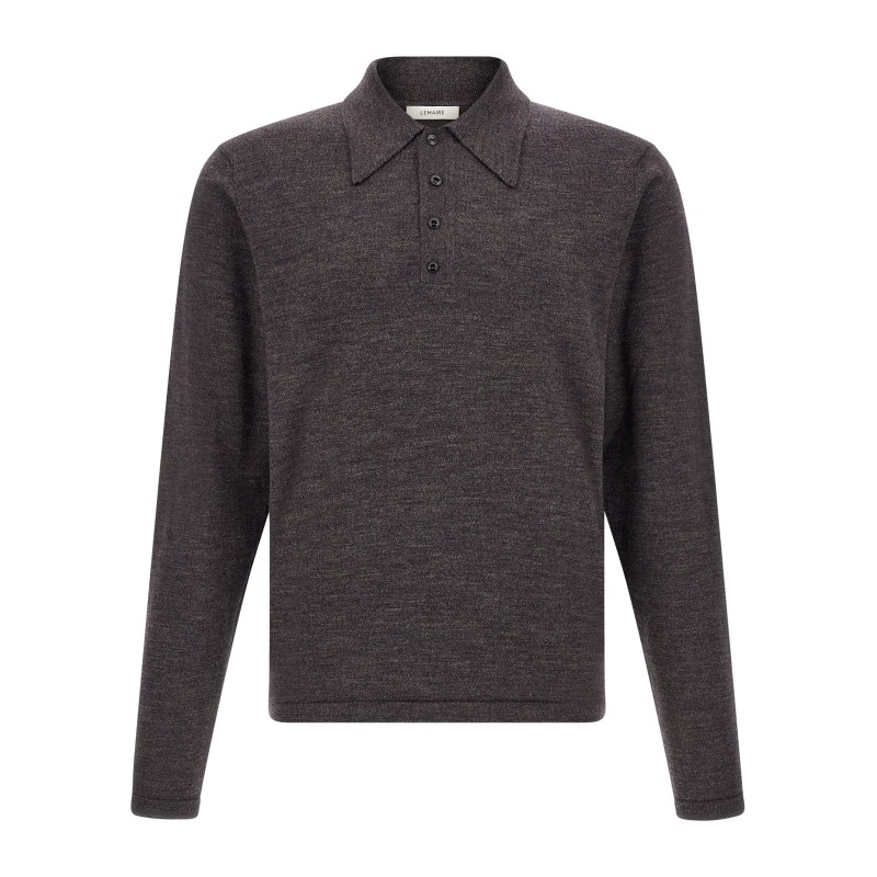 Mouliné wool polo shirt