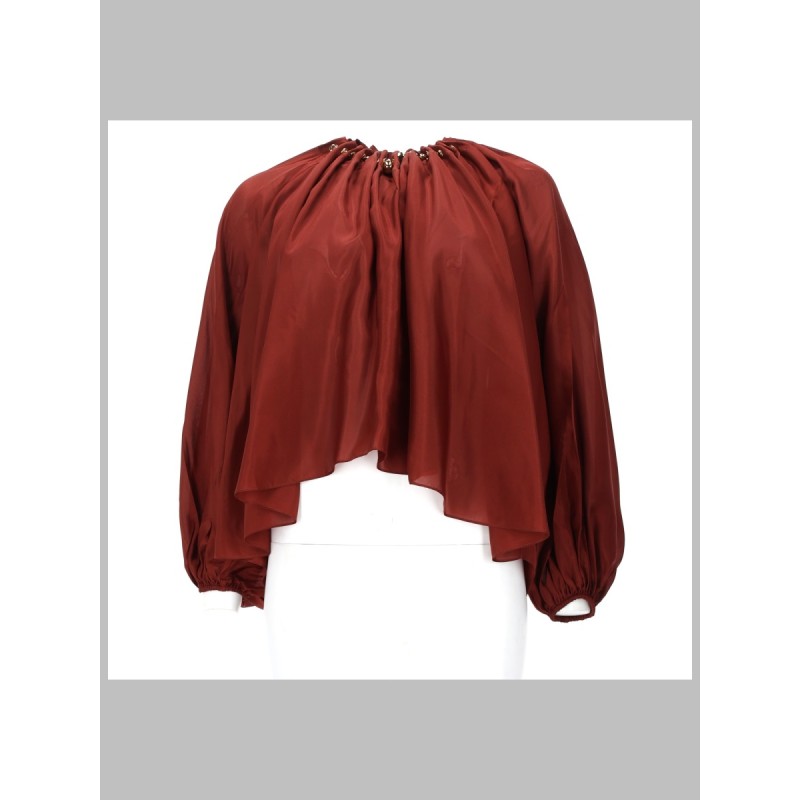 BLUSA ARRICCIATA "ASTER" CON PERLINE