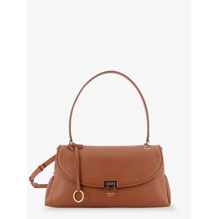 Leather shoulder bag with Gancini detail