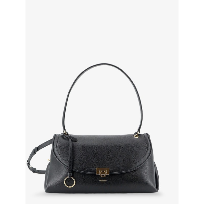 Leather shoulder bag with Gancini detail