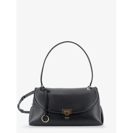Leather shoulder bag with Gancini detail