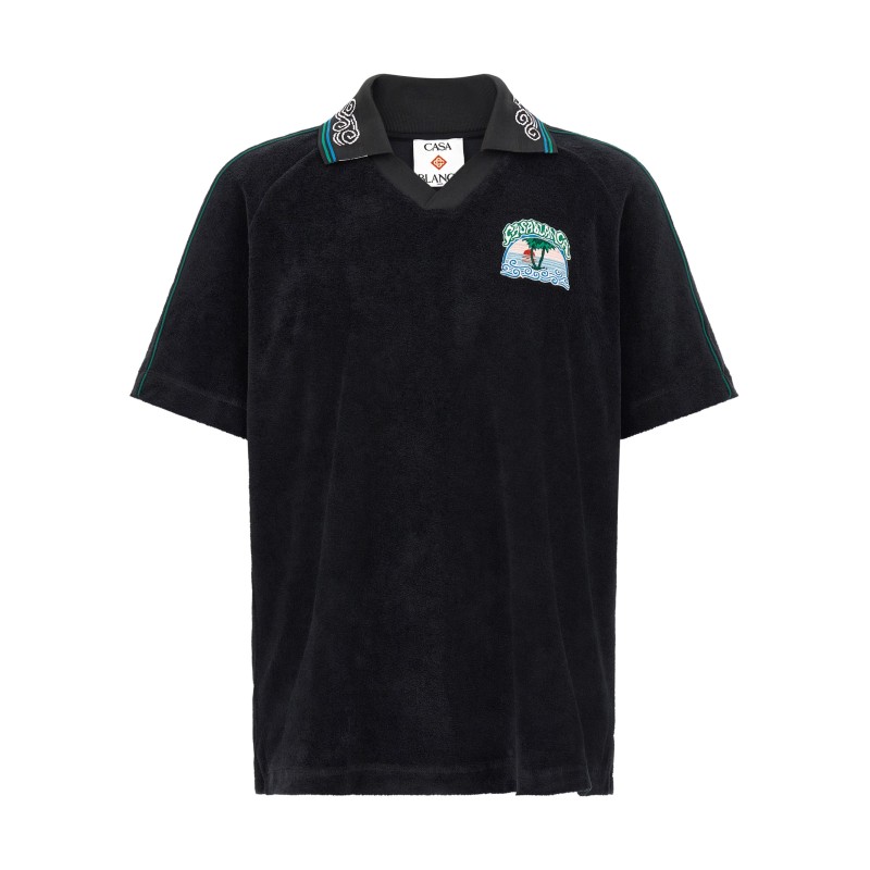'Towelling' jacquard polo shirt
