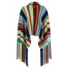 Striped poncho with fringes
