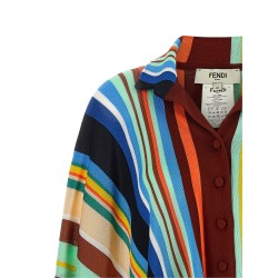 Striped poncho with fringes