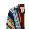 Striped poncho with fringes
