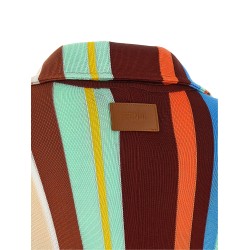 Striped poncho with fringes